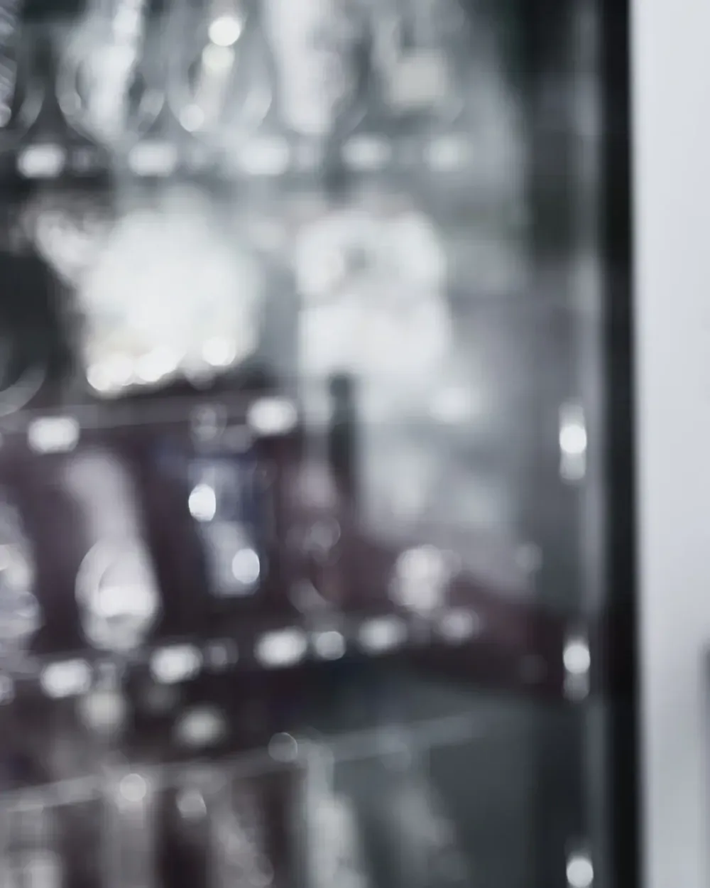 Blurred view through the glass of a stocked vending machine